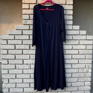 Gap Ribbed 3/4 Sleeve Midi Dress in Navy - Size XL